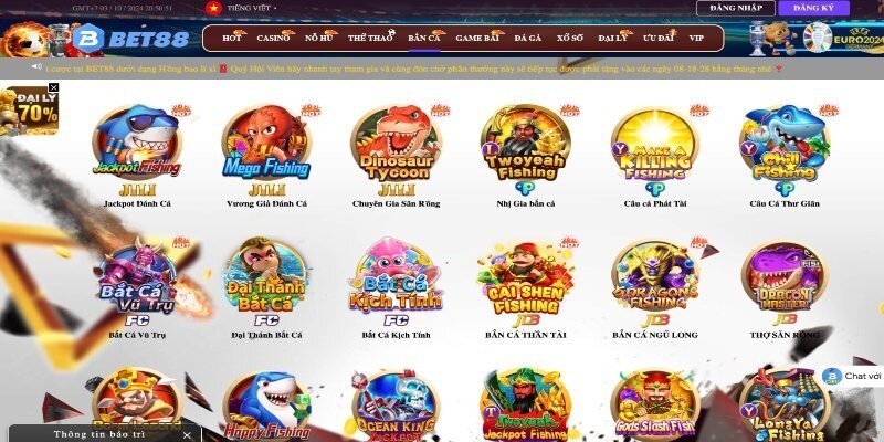 Các tựa game bắn cá Bet88 vô cùng đa dạng và mới lạ